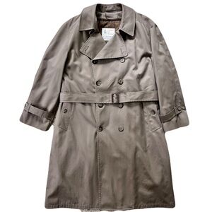 Vintage Union Made London Fog Taupe Lined Classic Trench Coat, Size 44R